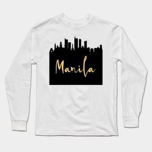 MANILA PHILIPPINES DESIGNER SILHOUETTE SKYLINE ART Long Sleeve T-Shirt